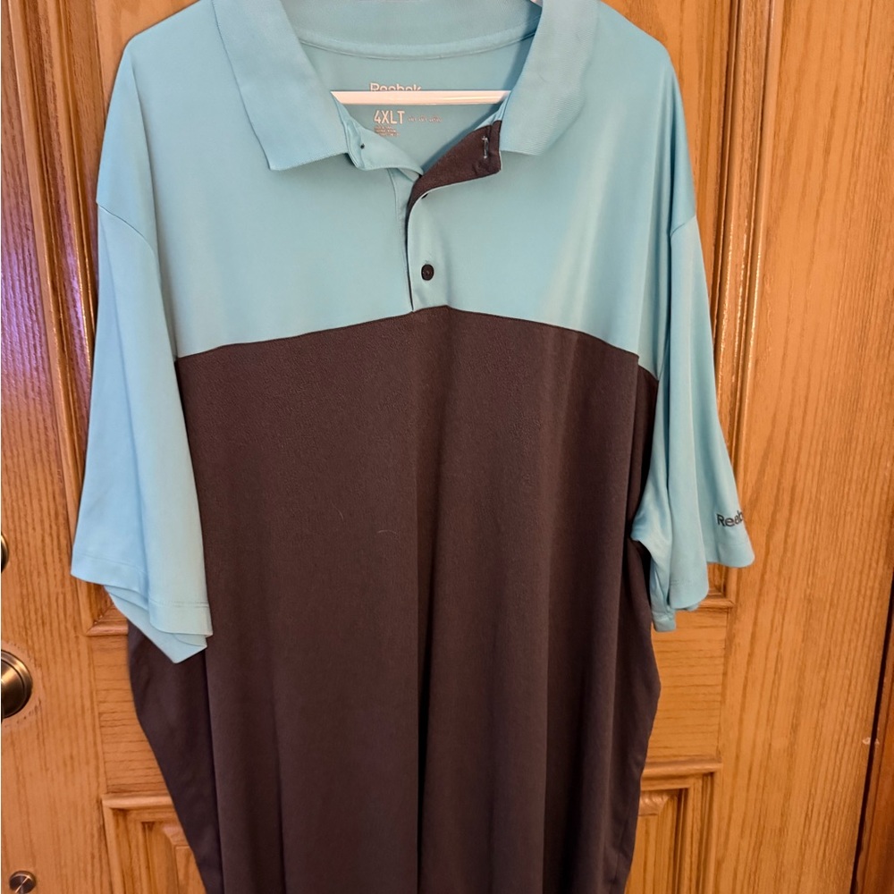 Reebok Men's Polo - Sky Blue and Charcoal